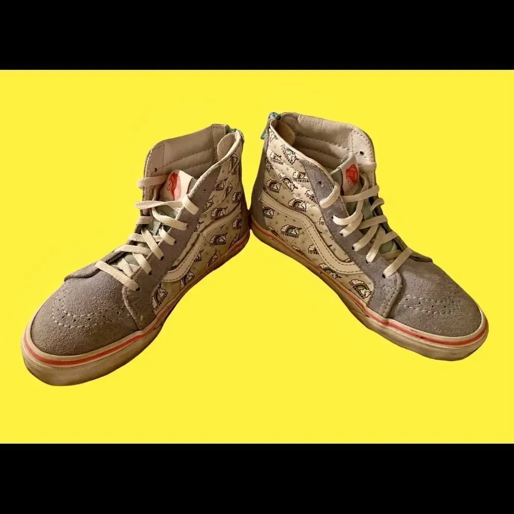 Vans I Love Unicorns Rainbow Mid Zip From Heel Cute Girls Shoes Size 2.5.